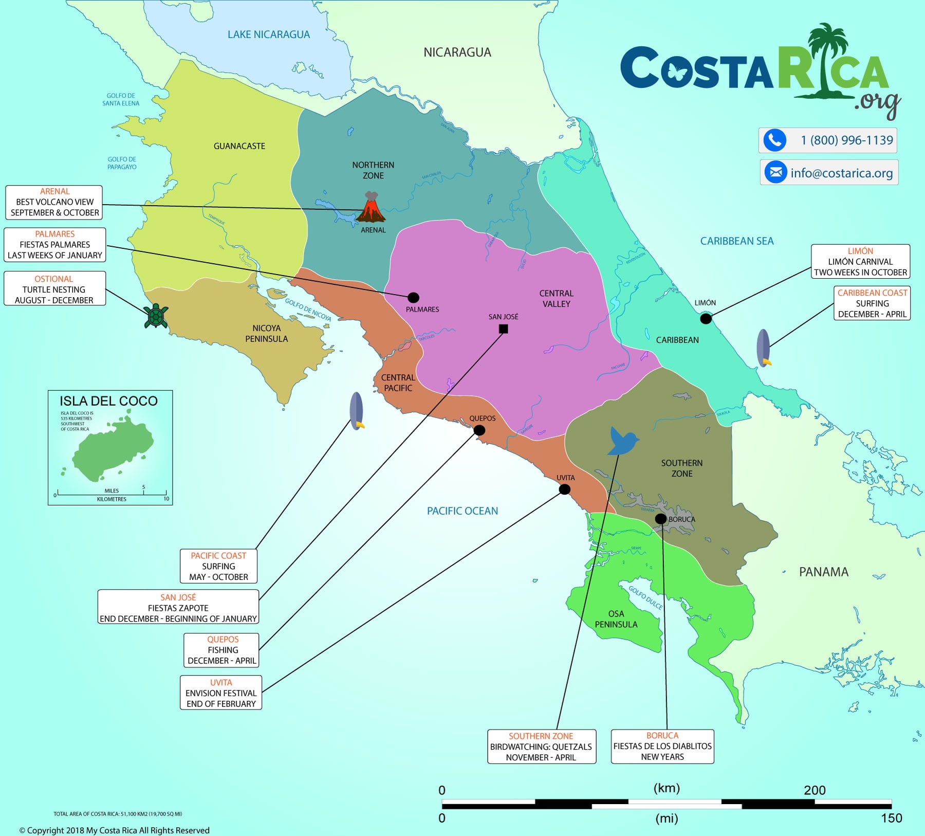 map of costa rica tourist spots