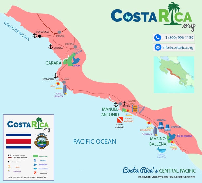 Central Pacific Coast of Costa Rica - National Parks & Surfing