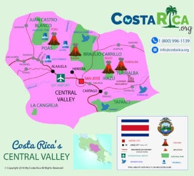 Map of Costa Rica's Central Valley