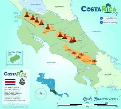 Costa Rica Volcano Map
