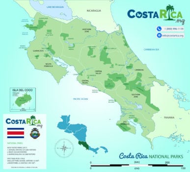 Costa Rica National Parks Map