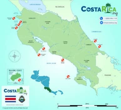Costa Rica Diving Map