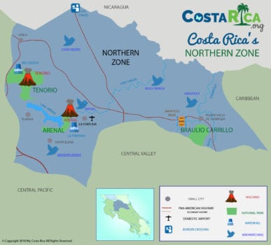Northern Zone Map Costa Rica