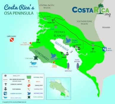Osa Peninsula Costa Rica Map