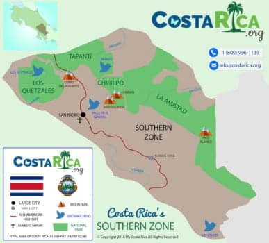 Map of Costa Rica's Southern Zone