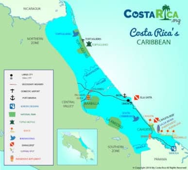 Costa Rica Caribbean Map