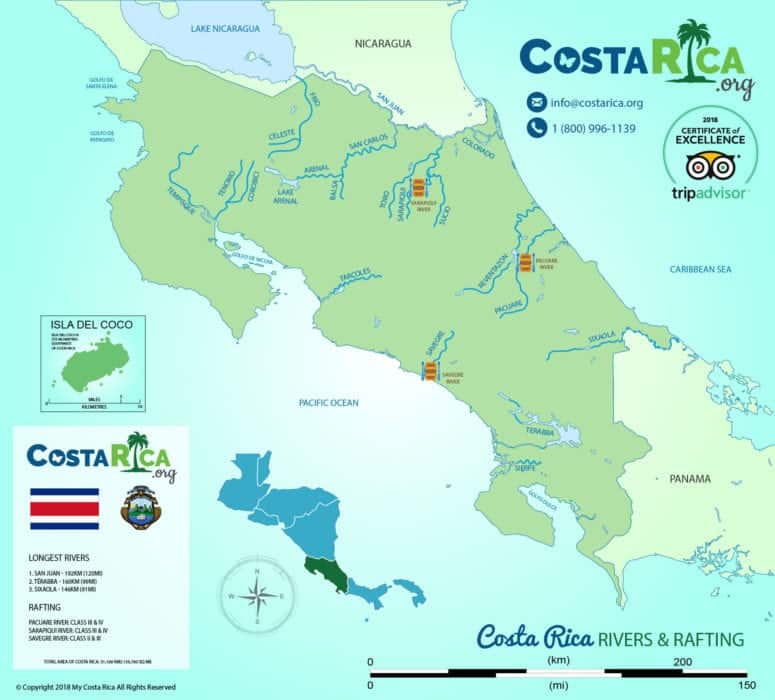 Rivers in Costa Rica Map