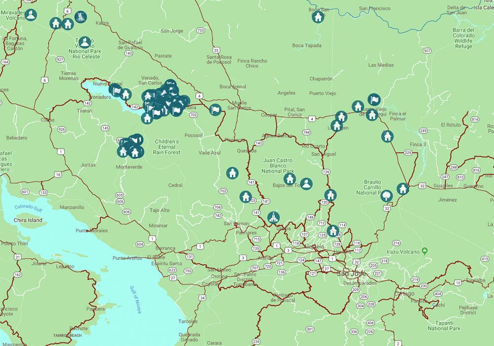 Zona Norte en Costa Rica Map