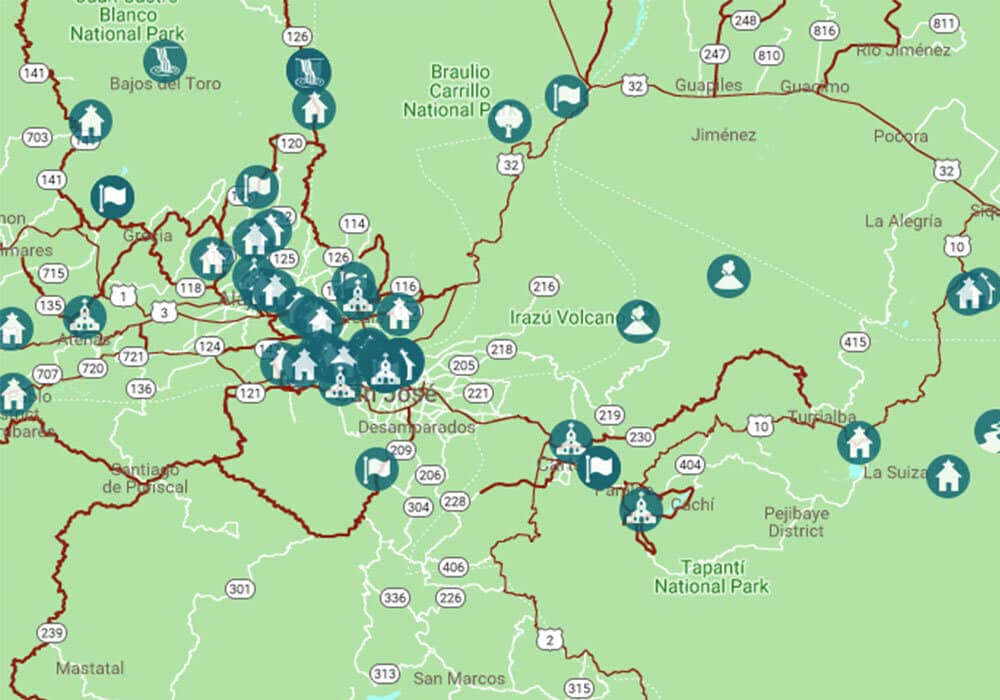 Costa Ricas Valle Central Map